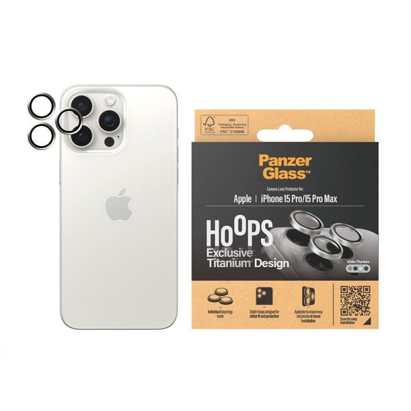 iPhone 15 Pro   15 Pro Max PanzerGlass Hoops - Kamerabeskyttelse - White Titanium Sale