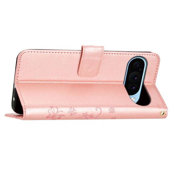 EIDERWOOD Google Pixel 9   9 Pro Sommerfugle Læder Cover m. Pung - Rose Gold Fashion